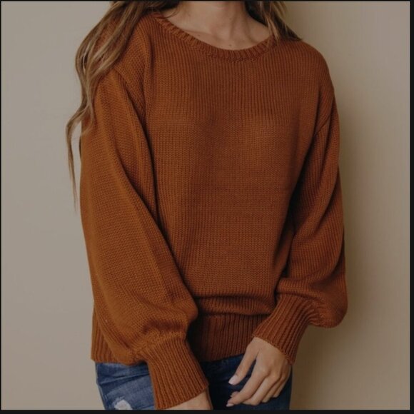 💎2/$18💎 NWOT Asvivid woman criss cross v back sweater knitted jumper - Picture 1 of 4